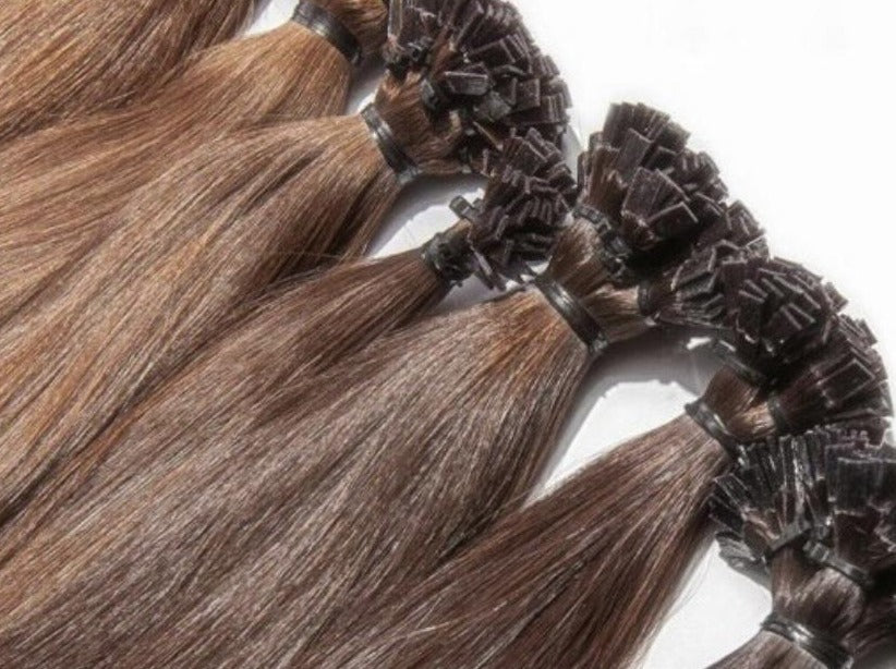 bunch of keratin flat tip hair extensions